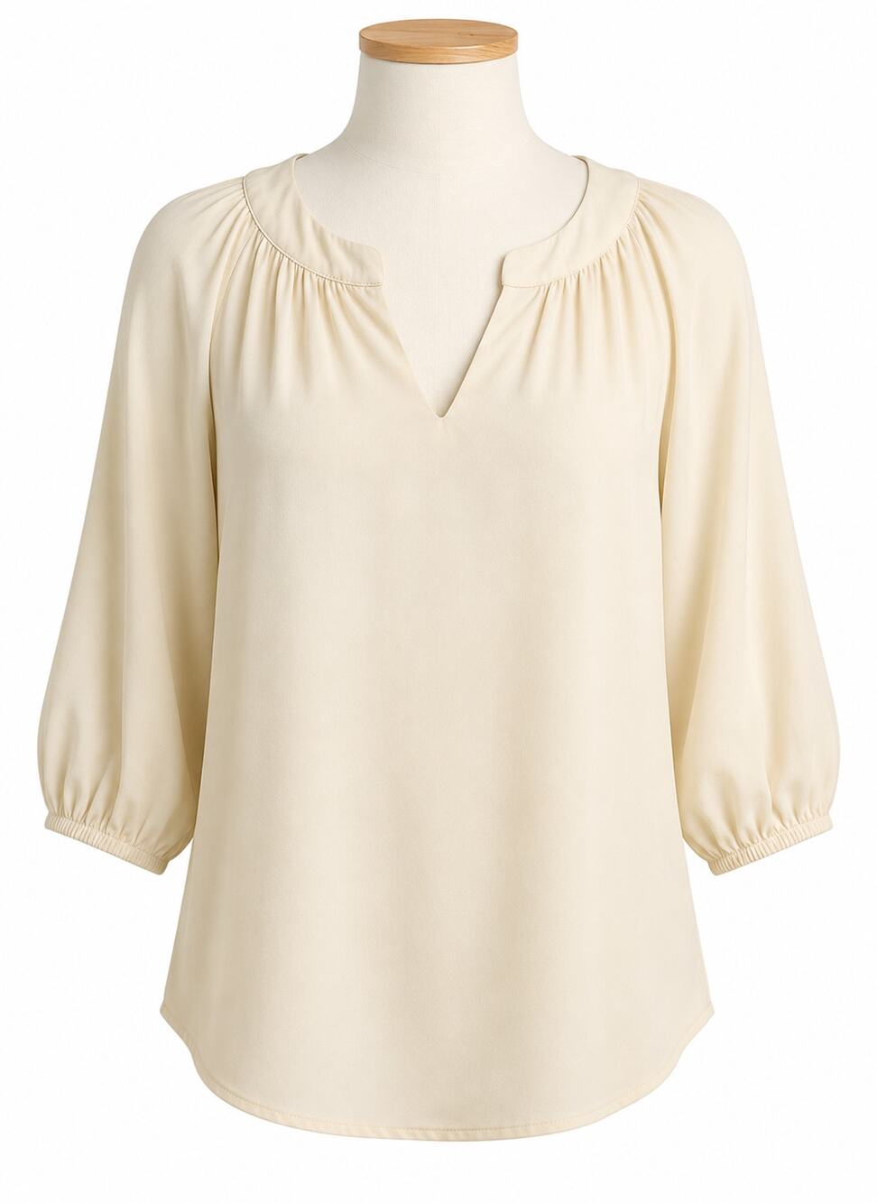 Ezra Ivory 3/4 Puff Sleeve Blouse - Size L